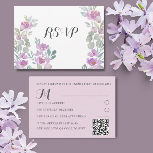 Boho Blush Pink Floral Eukalyptus Wedding RSVP Karte