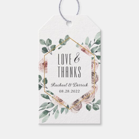 Boho Blush Pink Floral Geometric Vielen Dank Geschenkanhänger (Vorderseite)