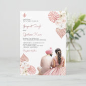 Boho Blush Pink Floral Indian Punjabi Sikh Wedding Einladung (Stehend Vorderseite)