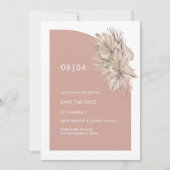 Boho Blush Pink Floral Monogram Half Arch Wedding Save The Date (Vorderseite)