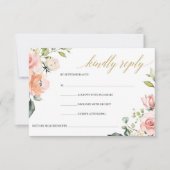 Boho Blush Pink Floral Rose Gold Geometrisch RSVP Karte (Vorderseite)