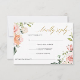 Boho Blush Pink Floral Rose Gold Geometrisch RSVP Karte