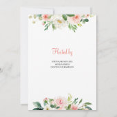 Boho Blush Pink Floral und Grün Modernes Baby Einladung (Rückseite)