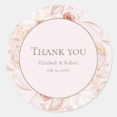 Boho Blush Pink Floral Wedding Danke Sticker (Vorderseite)