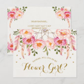 Boho Blush Pink Florals Flower Girl Vorschlag Card Postkarte (Vorne/Hinten)