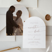 Boho Blush Pink Foto Arch Spanische Hochzeit Einladung