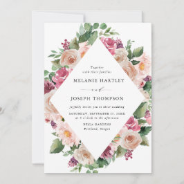 Boho Blush & Pink Frühlingsblütenhochzeit Einladung