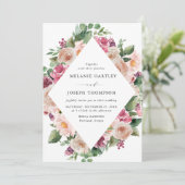 Boho Blush & Pink Frühlingsblütenhochzeit Einladung (Stehend Vorderseite)