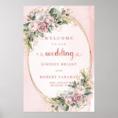 Boho Blush Pink Greenery Floral Wedding Welcome Poster (Vorne)
