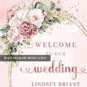 Boho Blush Pink Greenery Floral Wedding Welcome Poster