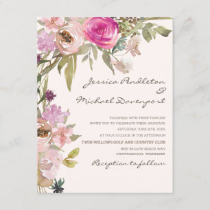Boho Blush Pink Lavender Floral Wedding Einladung