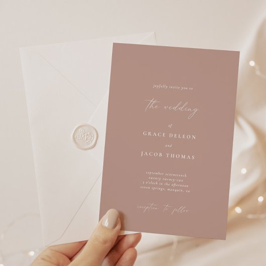 Boho Blush Pink Minimalistische Hochzeitseinladung Einladung