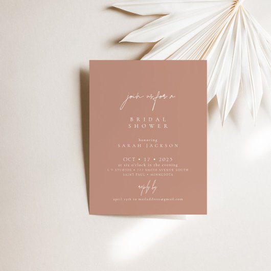 Boho Blush Pink Modernes Minimalistisches Brautpar Einladung