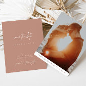 Boho Blush Pink Modernes Script Foto Save the Date