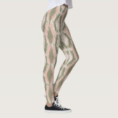 Boho Blush Pink Olive Ikat-Muster Leggings (Rechts)