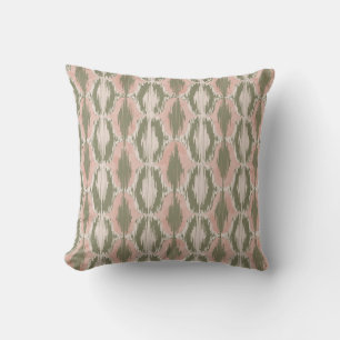 Boho Blush Pink Olive Ikat Wurfkissen Kissen