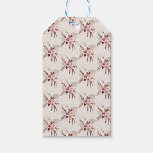 Boho Blush Pink Pampas Gras Getrocknete Blume Geschenkanhänger (Vorderseite)
