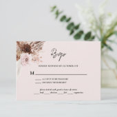 Boho Blush Pink Pampas Grass Floral Hochzeit RSVP Karte (Stehend Vorderseite)