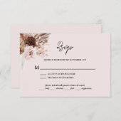 Boho Blush Pink Pampas Grass Floral Hochzeit RSVP Karte (Vorne/Hinten)