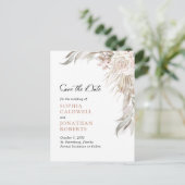 Boho Blush Pink Rose Elegantes Foliage Save the Da Ankündigungspostkarte (Stehend Vorderseite)