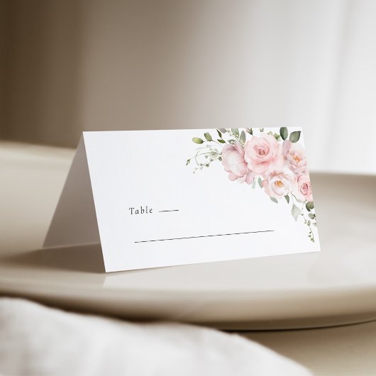 Boho Blush Pink Rose Floral Wedding Place Card Platzkarte