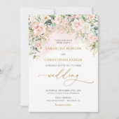 Boho Blush Pink Roses Blume Romantische Hochzeit Einladung (Vorderseite)