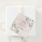 Boho Blush Pink Roses Wedding Willkommen Geschenkanhänger (Beispiel)