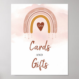 Boho Blush Pink Rost Rainbow Karten und Geschenkze Poster