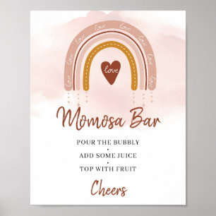 Boho Blush Pink Rost Regenbogen Momosa Bar Sign Poster