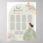 Boho Blush Pink Sage Green 15 Años Seating Chart Poster (Vorne)