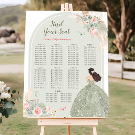 Boho Blush Pink Sage Green 15 Años Seating Chart Poster
