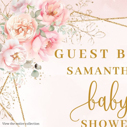 Boho blush Pink Salbei Blütengold Glitzer Gast boa Gästebuch