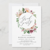 Boho Blush Pink Spring Floral Graduation Party Einladung (Vorderseite)