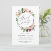 Boho Blush Pink Spring Floral Graduation Party Einladung (Stehend Vorderseite)