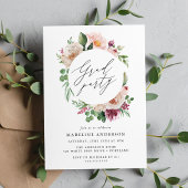 Boho Blush Pink Spring Floral Graduation Party Einladung