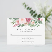 Boho Blush & Pink Spring Floral Wedding RSVP Card Karte (Stehend Vorderseite)