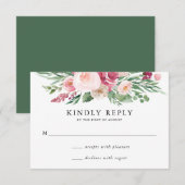 Boho Blush & Pink Spring Floral Wedding RSVP Card Karte (Vorne/Hinten)