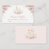Boho Blush Pink Swan Princess Diaper Raffle Baby Begleitkarte (Vorne/Hinten)