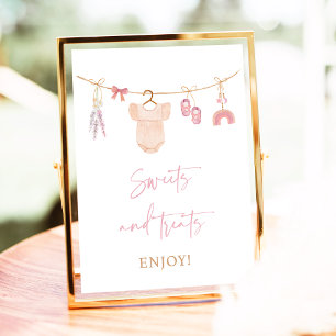 Boho Blush Pink Sweet Leckereien Babyduschzeichen Poster