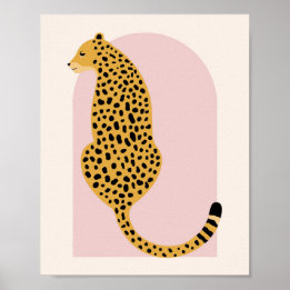 Boho Blush Pink Vintag Arch Oversifizierter Leopar Poster