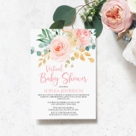 Boho Blush Pink Virtual Baby Dusche Einladung