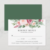 Boho Blush & Pink Wahl Blumenkost Hochzeit RSVP Karte (Vorne/Hinten)