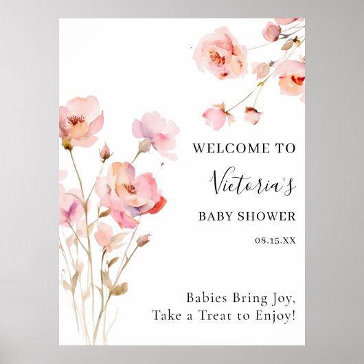 BOHO BLUSH PINK WATERCOLOR BLUMBABY IM BLOOM POSTER (Vorne)