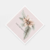 Boho Blush Pink Weihnachtsfloral Serviette (Ecke)