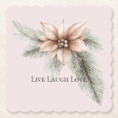 Boho Blush Pink Weihnachtsfloral Untersetzer (Vorderseite)