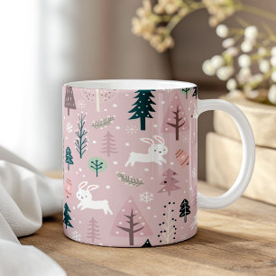 Boho Blush Pink Winter Woodland Weihnachten Kaffeetasse