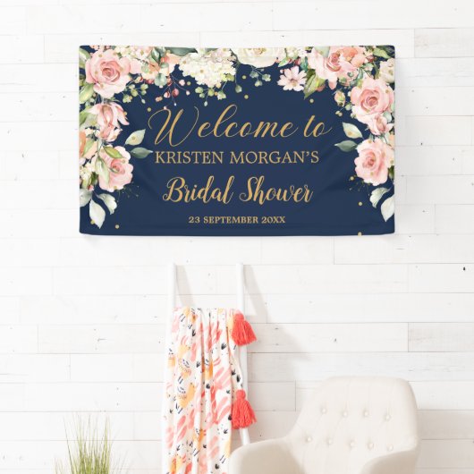 Boho blush rosa Blumengrün Brautparty Banner (Insitu)