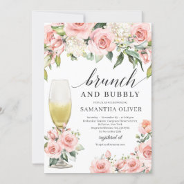 Boho blush rosa Blumensekt Brunch mit Bläschen Einladung