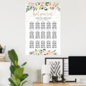 Boho blush rosa Blumenstempel Poster (Heimbüro)