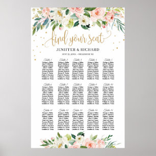 Boho blush rosa Blumenstempel Poster